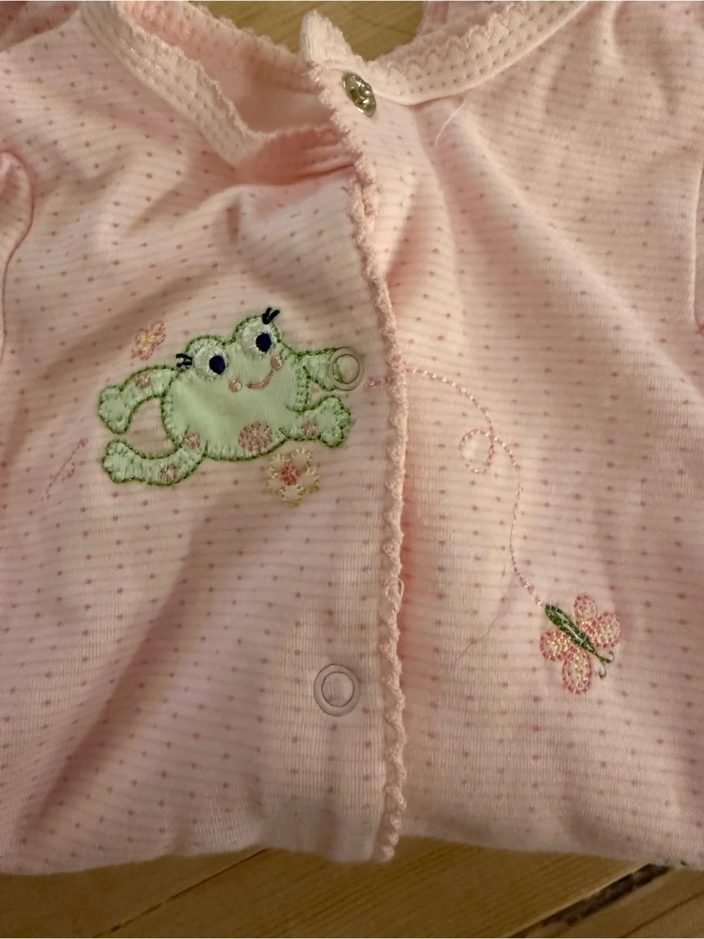 NWOT Little Me Pink Frog Appliqué One-Piece Footie
